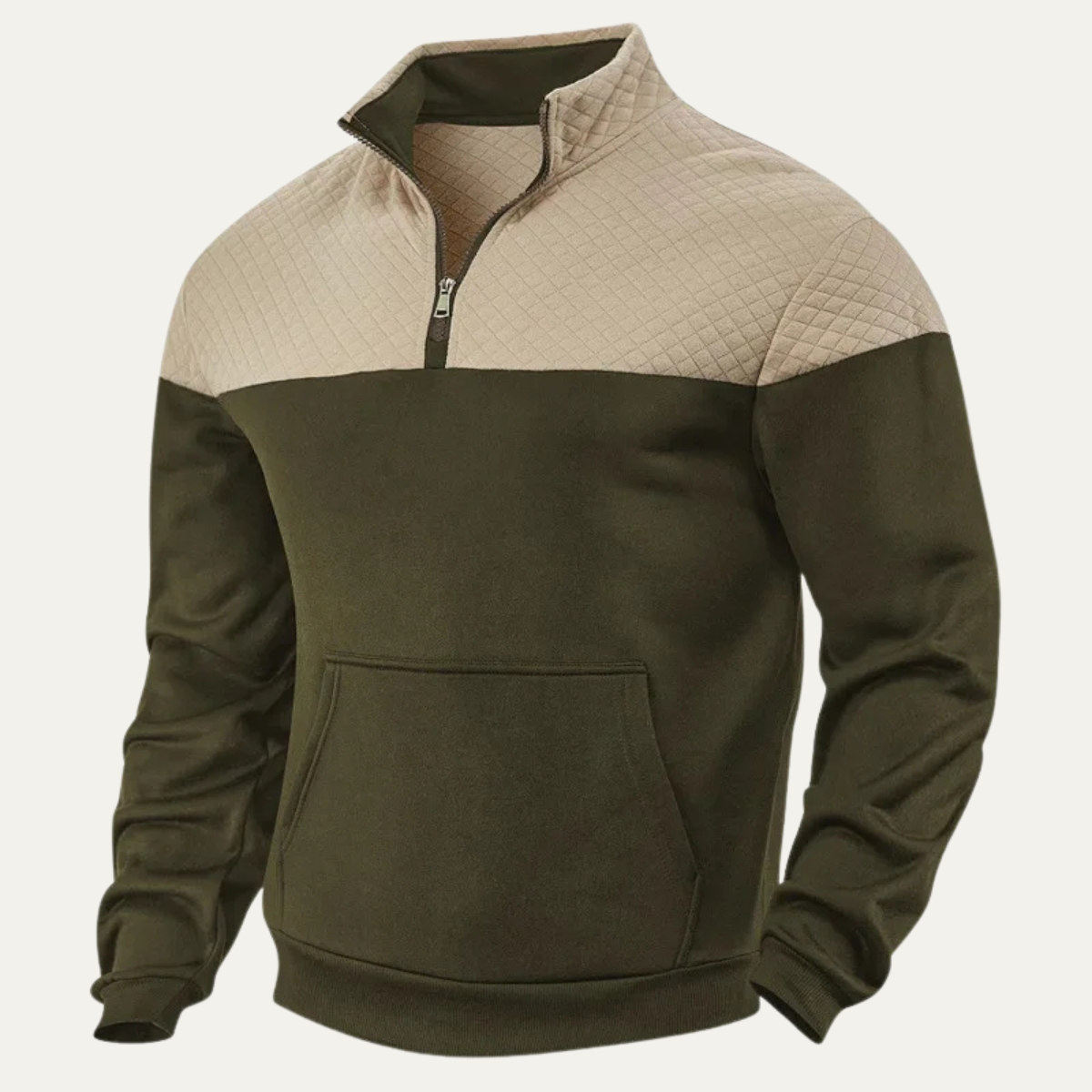 Men's Quilted Half Zip Sweater Color Block