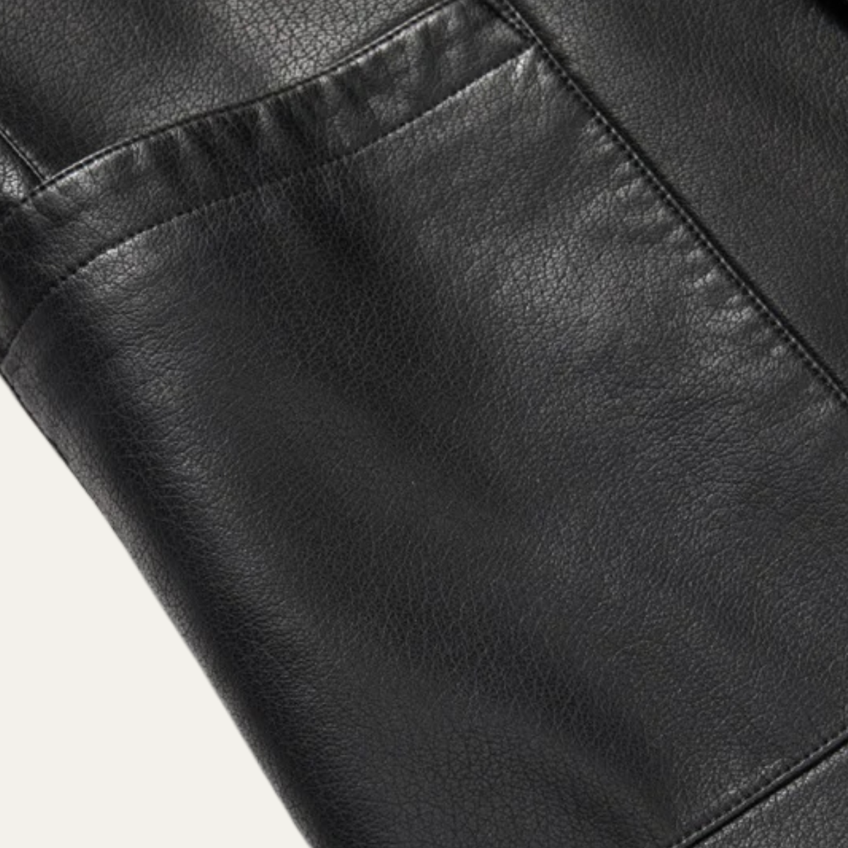Men's Faux Leather Smart Blazer Jacket