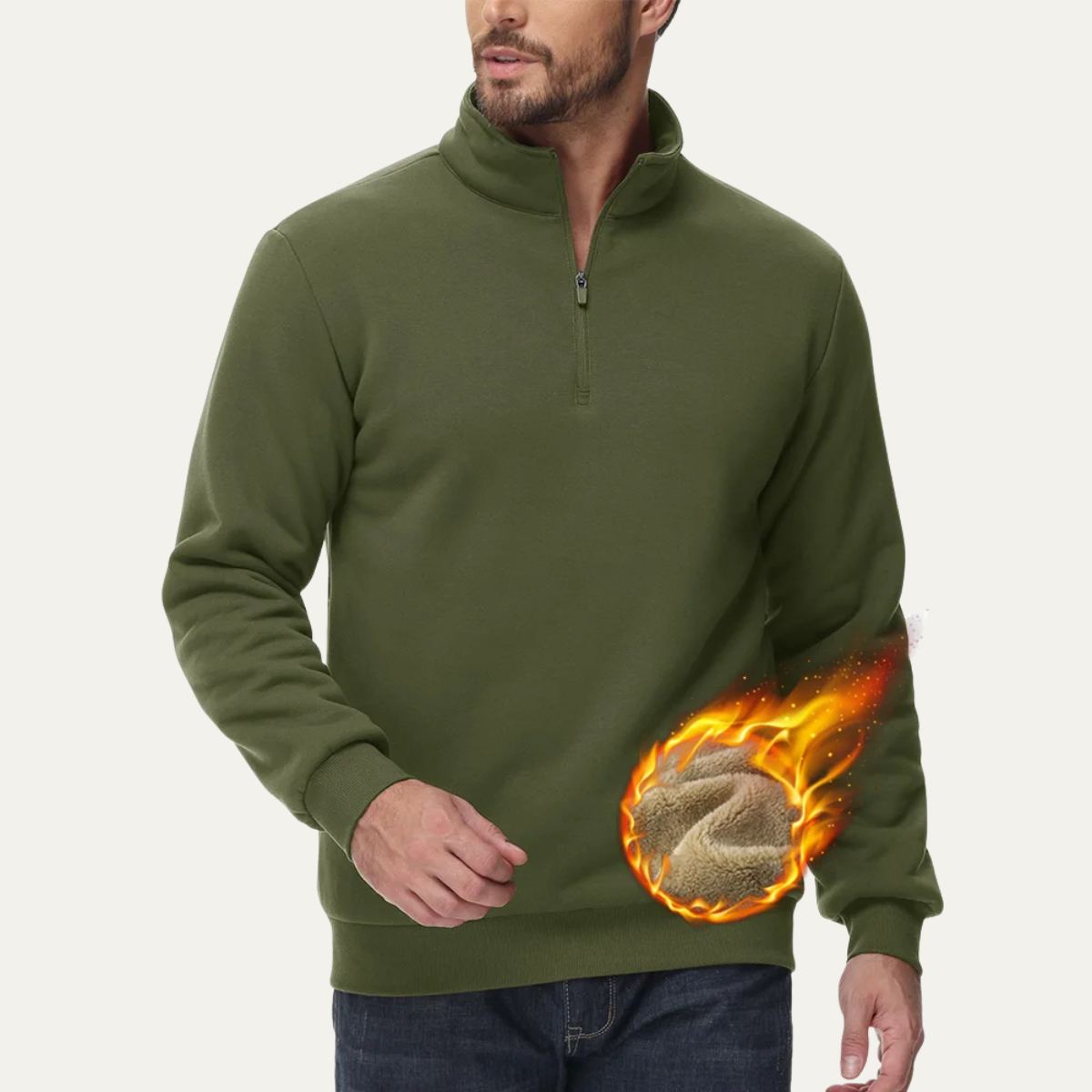 Men's Thermal Half Zip Turtleneck Sweater