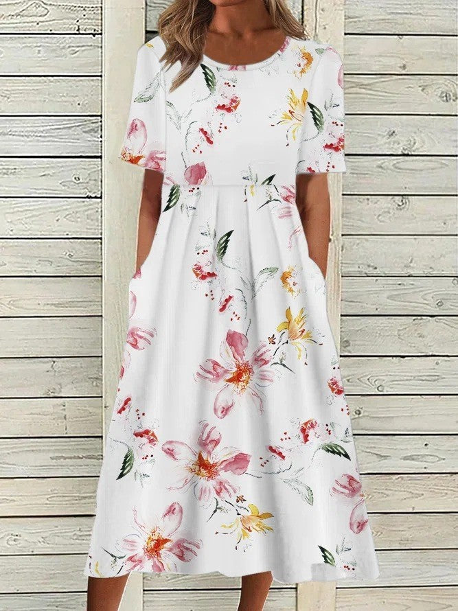 Stylish Floral Knee Length Dress