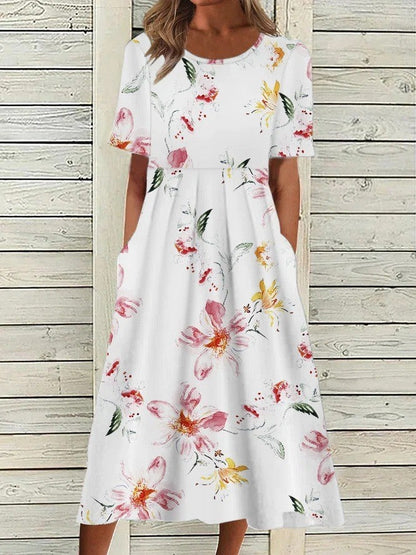 Stylish Floral Knee Length Dress