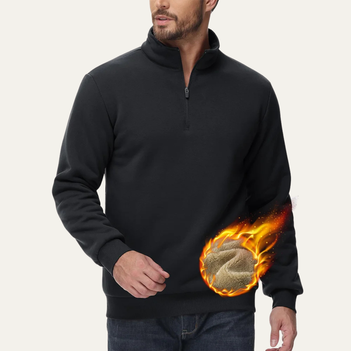 Men's Thermal Half Zip Turtleneck Sweater