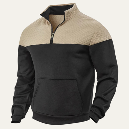 Men's Quilted Half Zip Sweater Color Block