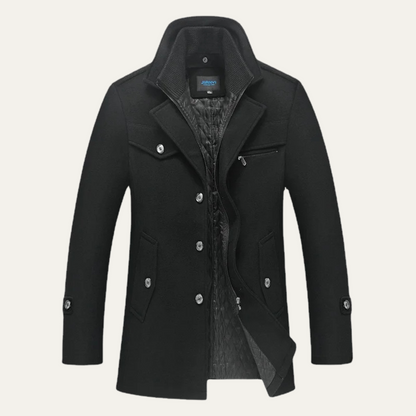 Men's Wool Blend Trench Coat Quilted Lining