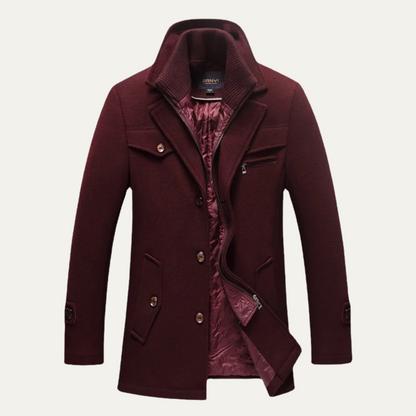 Men's Wool Blend Trench Coat Quilted Lining