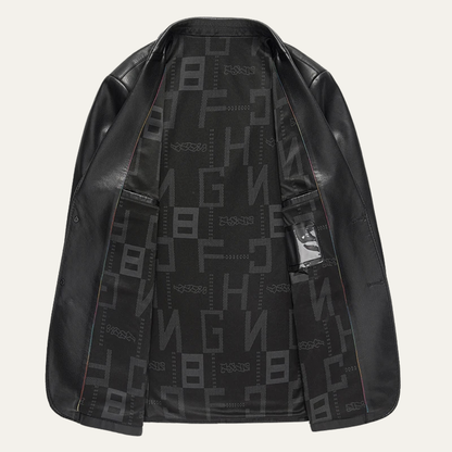 Men's Faux Leather Smart Blazer Jacket