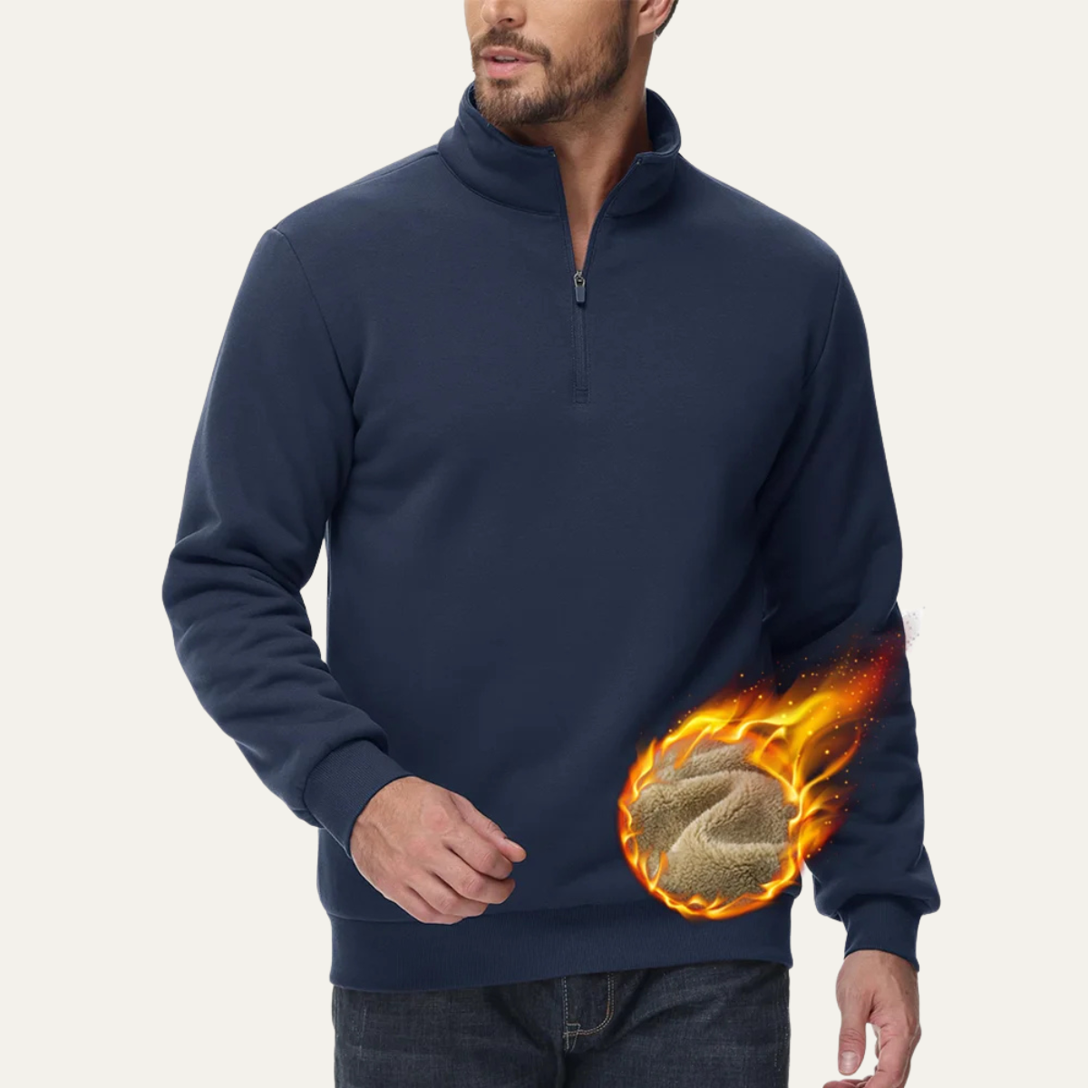 Men's Thermal Half Zip Turtleneck Sweater - VibreMode