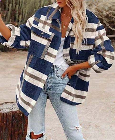 Women's Plaid Flannel Jacket Oversized Cozy