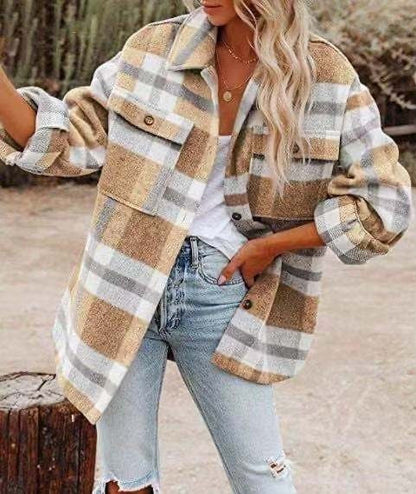 Women's Plaid Flannel Jacket Oversized Cozy