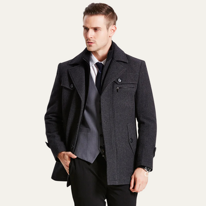 Men's Wool Blend Trench Coat Quilted Lining