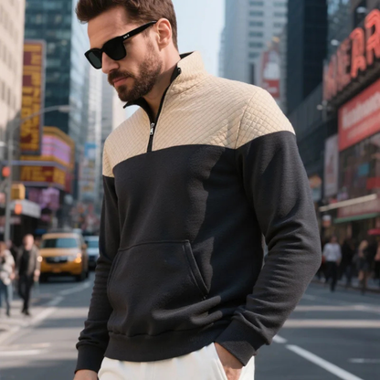 Men's Quilted Half Zip Sweater Color Block
