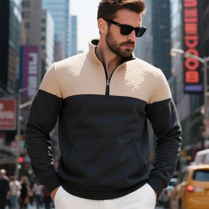 Men's Quilted Half Zip Sweater Color Block