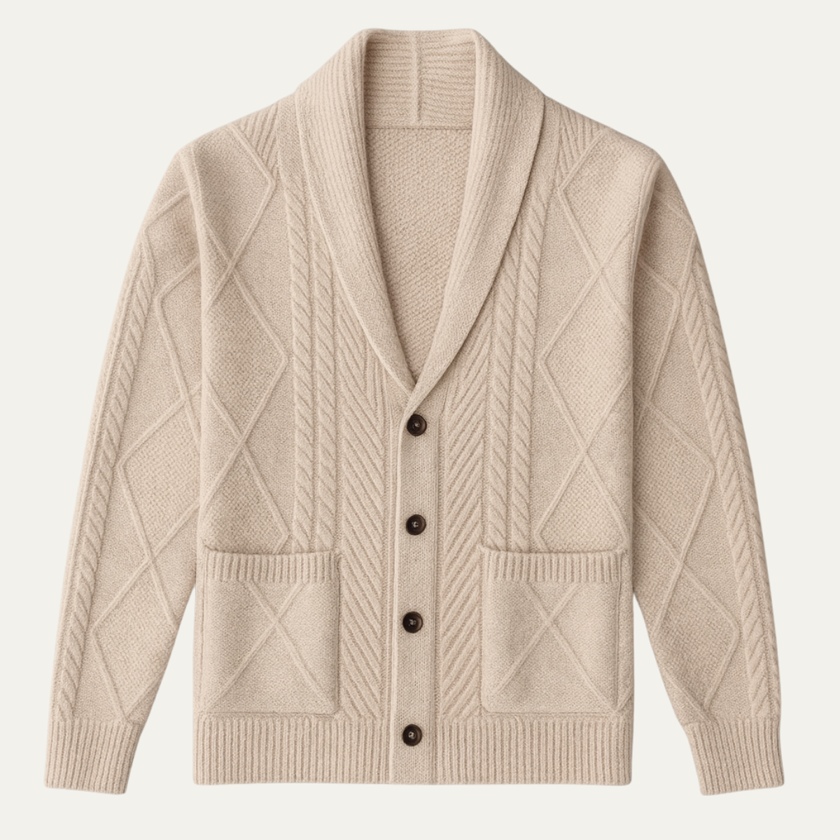 Men's Cashmere Cardigan Button Front Grey