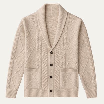 Men's Cashmere Cardigan Button Front Grey