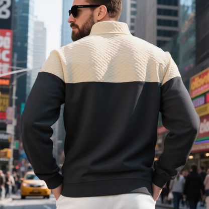 Men's Quilted Half Zip Sweater Color Block