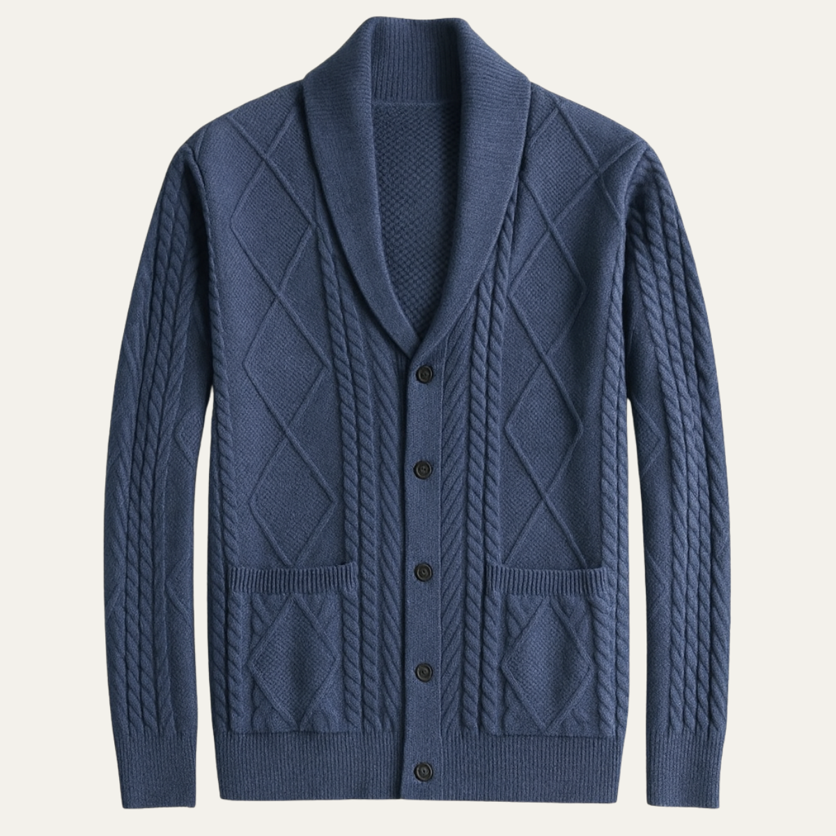 Men's Cashmere Cardigan Button Front Grey - VibreMode