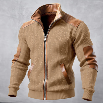 Men's Cable Knit Sweater Jacket Fleece Lined Zip Up