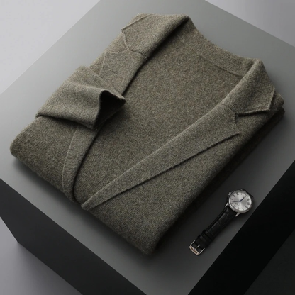 Men's Wool Cardigan Blazer Charcoal Grey