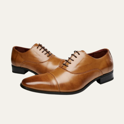 Albright Men's Leather Dress Shoes Polished Black