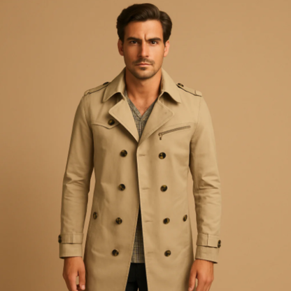 Merrick Men's Double Breasted Trench Coat