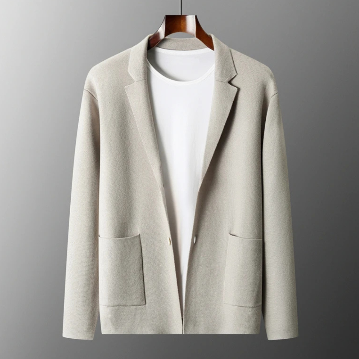 Men's Merino Wool Cardigan Soft Knit Grey