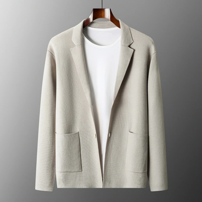 Men's Merino Wool Cardigan Soft Knit Grey