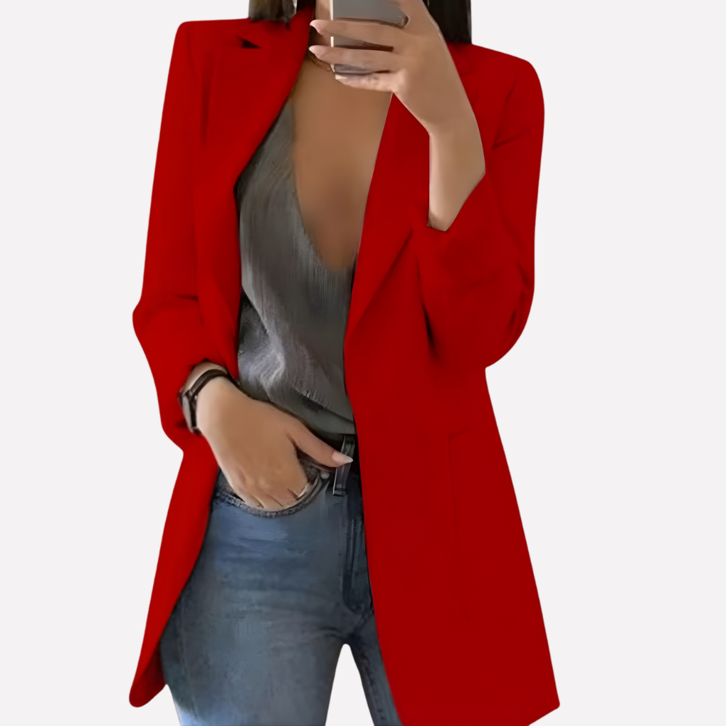 Women's Front Pocket Blazer Structured Everyday Wool Black