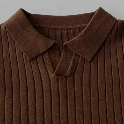 Men's Slim Fit Polo Sweater Ribbed Knit