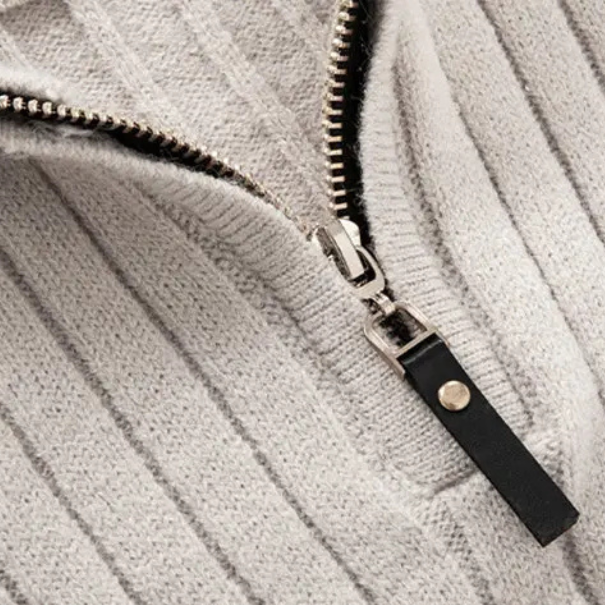 Men's Knitted Half Zip Sweater Ribbed Collar