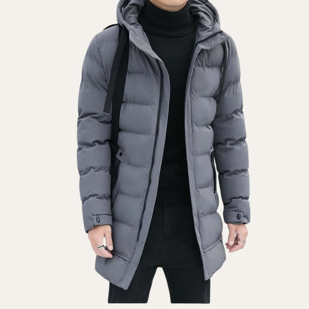 Men's Longline Puffer Coat Black