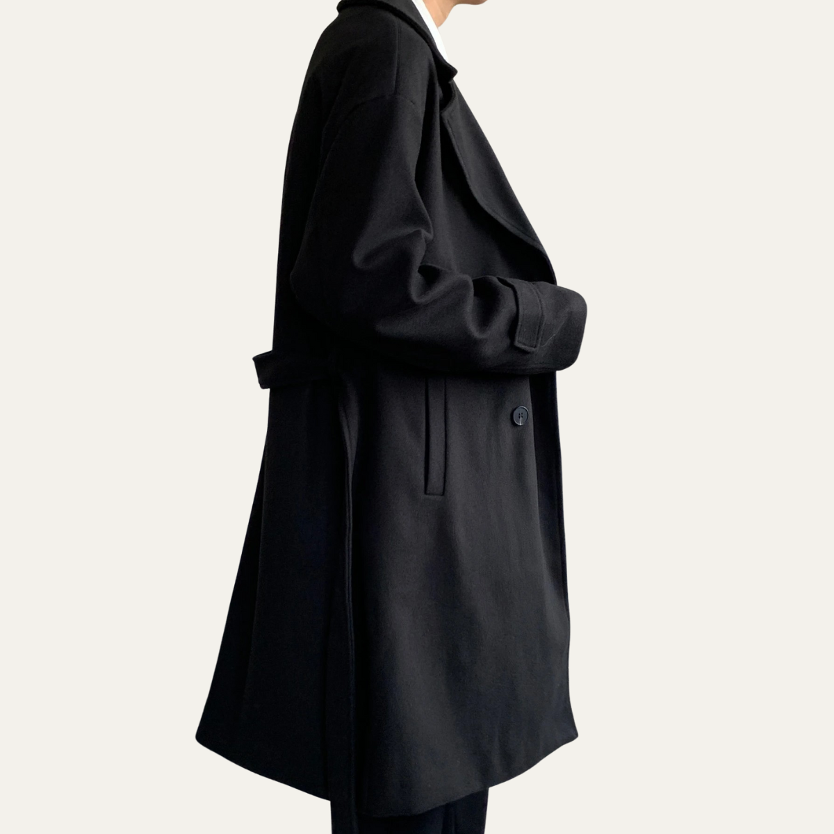 Men's Wool Wrap Coat Camel Brown with Belt