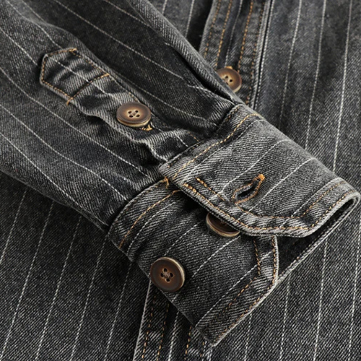 Men's Denim Shirt Jacket Striped Blue