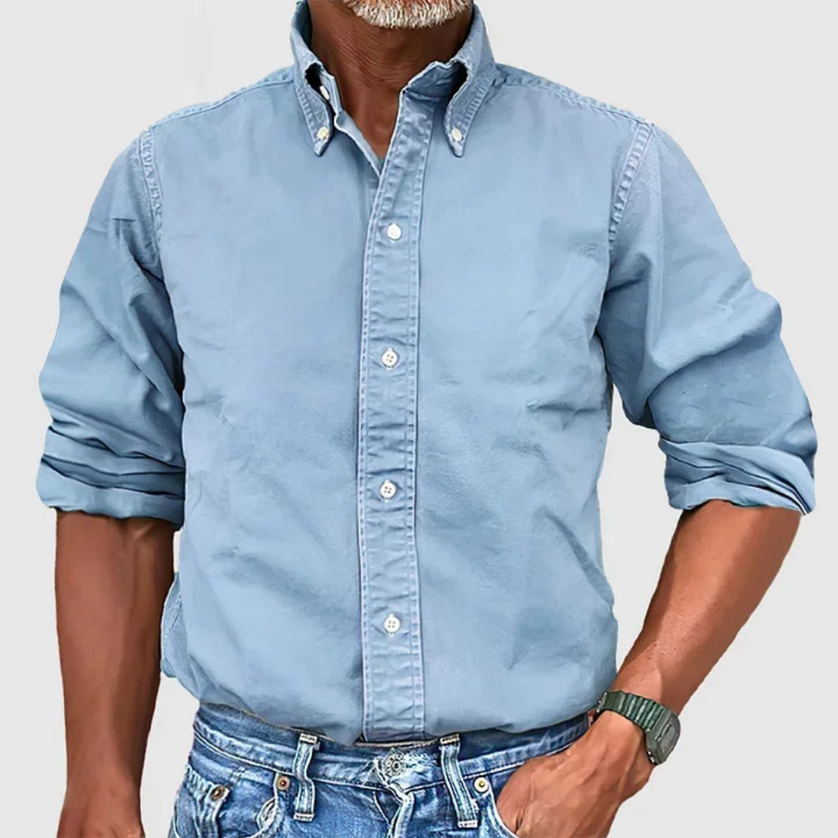Men's Button Down Business Shirt Solid Color