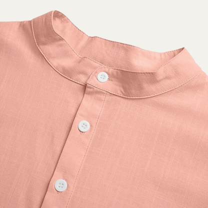 Men's Linen Casual Button Up Shirt Soft Light Blue