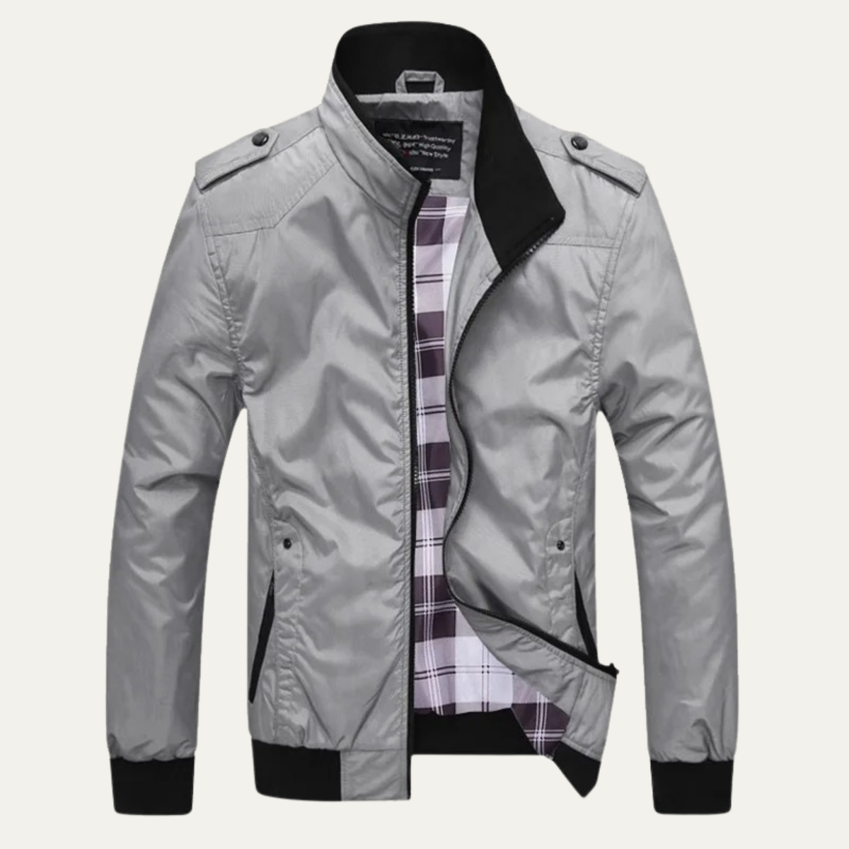 Men's Lightweight Bomber Jacket Stand Collar Black