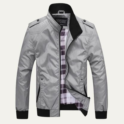 Men's Lightweight Bomber Jacket Stand Collar Black