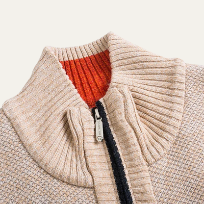 Men's Knit Zip Cardigan Stand Collar