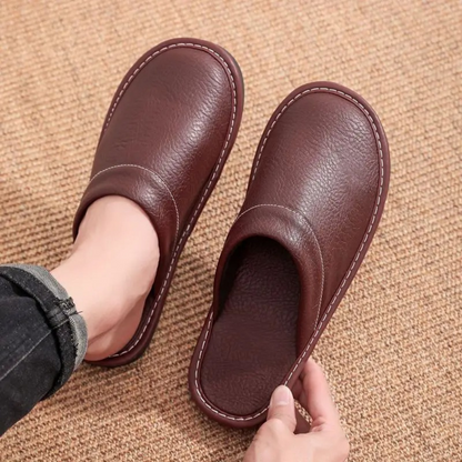 Men's Soft Leather Indoor Slippers