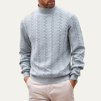 Men's Cable Knit Turtleneck Sweater Warm Ribbed