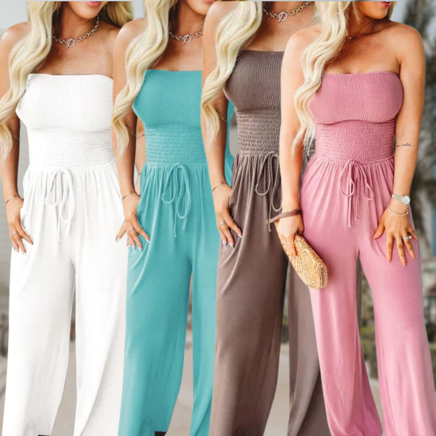 Women's Tube Jumpsuit Wide Leg