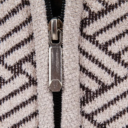 Volterra Men's Knit Jacket Diamond Pattern Stand Collar