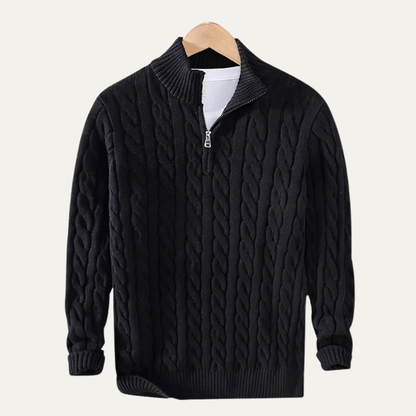 Men's Cotton Cable Knit Half Zip Sweater