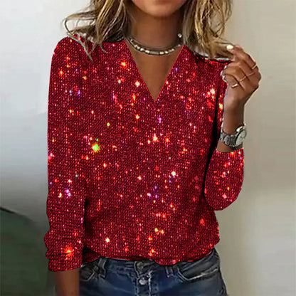 Women's V-Neck Sweater Sparkling Autumn