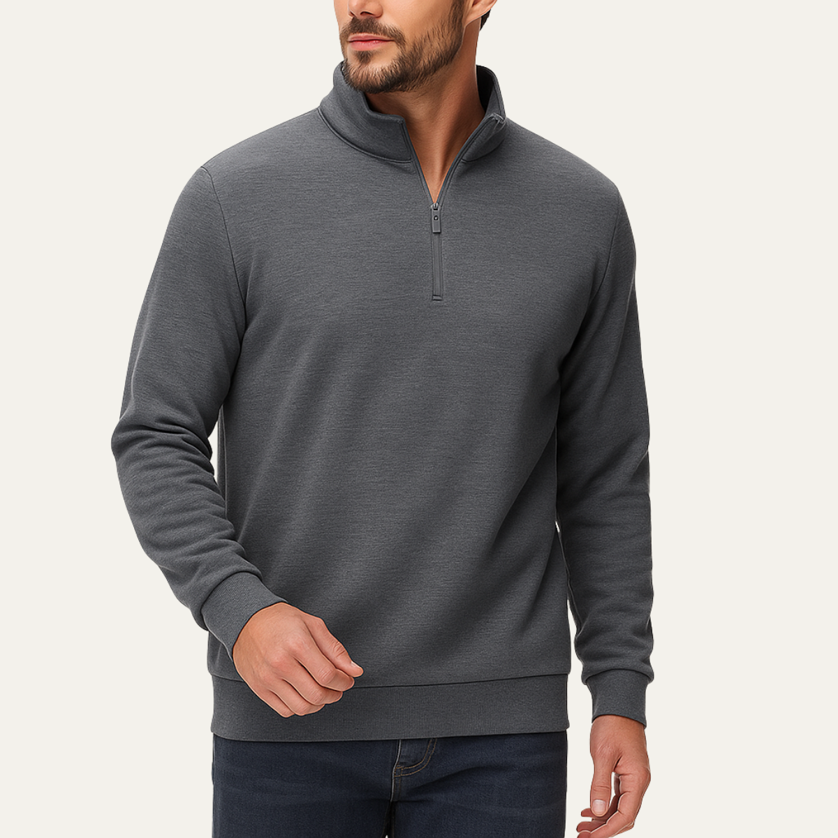 Men's Fleece Half Zip Turtleneck Sweater