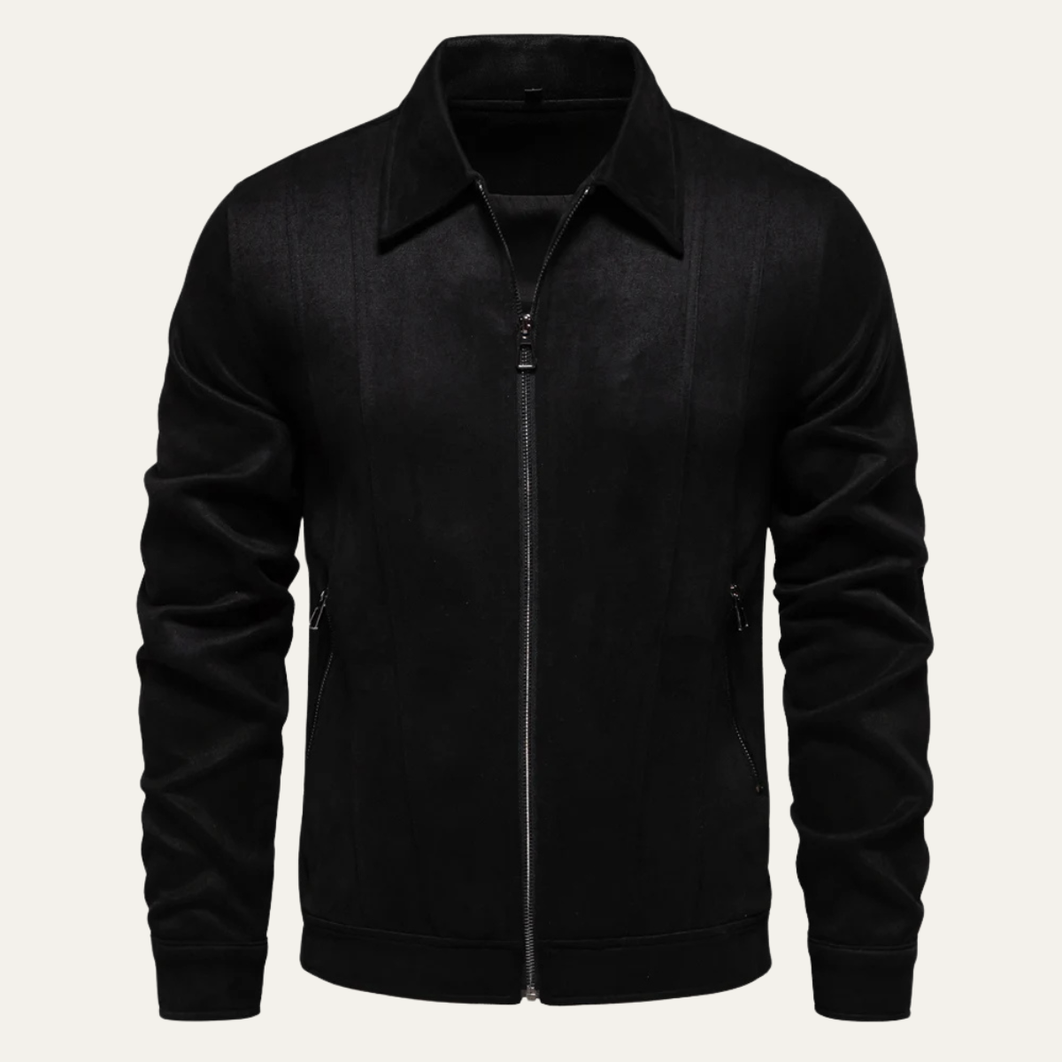 Men's Leather Biker Jacket Zip Up Casual Black