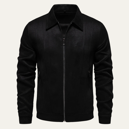 Men's Leather Biker Jacket Zip Up Casual Black