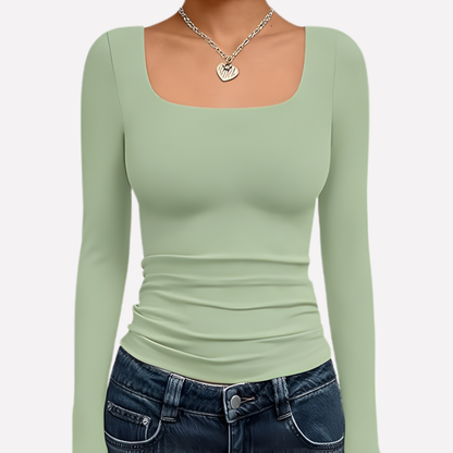 Women's Long Sleeve Crop Square Neck