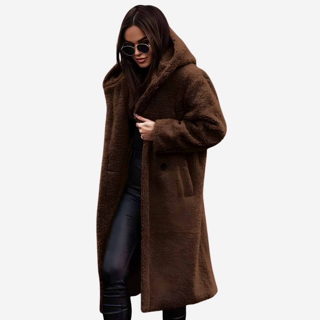 Women's Hooded Coat Button Closure