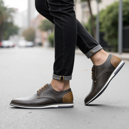 Hartwell Men's Leather Oxford Sneakers Two Tone Casual
