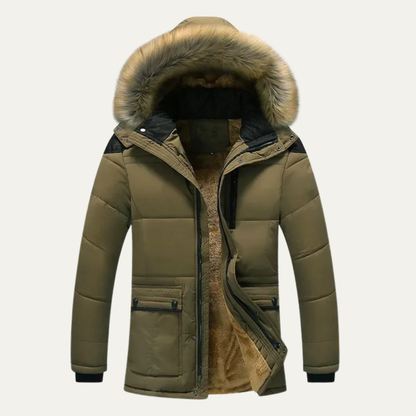 Men's Hooded Parka Jacket Fur Collar